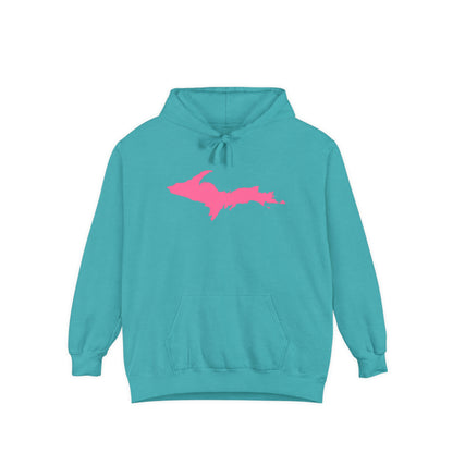 Michigan Upper Peninsula Hoodie (w/ Pink UP Outline) | Unisex Garment-Dyed