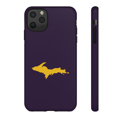 Michigan Upper Peninsula Tough Phone Case (Blackcurrant w/ Gold UP Outline) | Apple iPhone