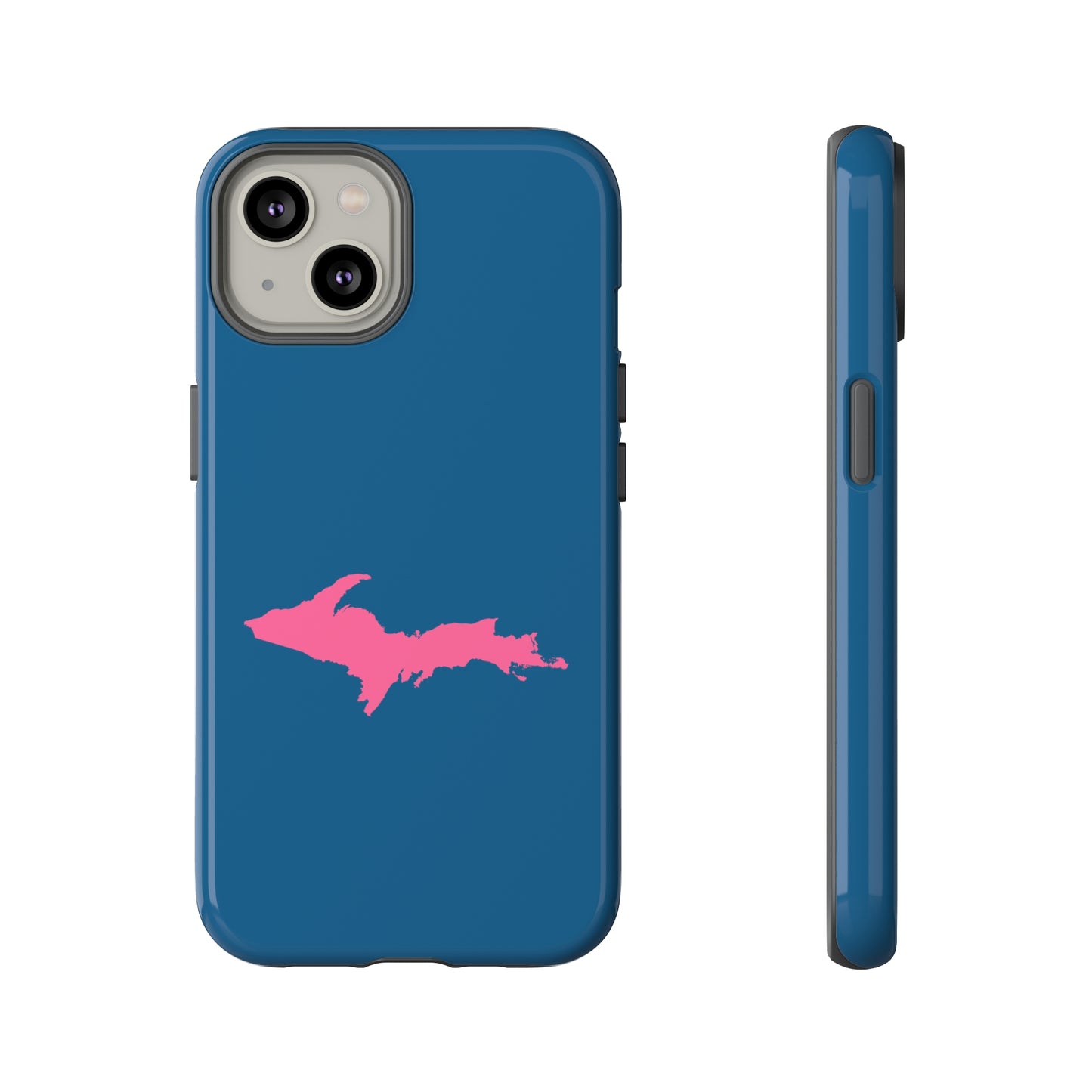 Michigan Upper Peninsula Tough Phone Case (Blueberry w/ Pink UP Outline) | Apple iPhone