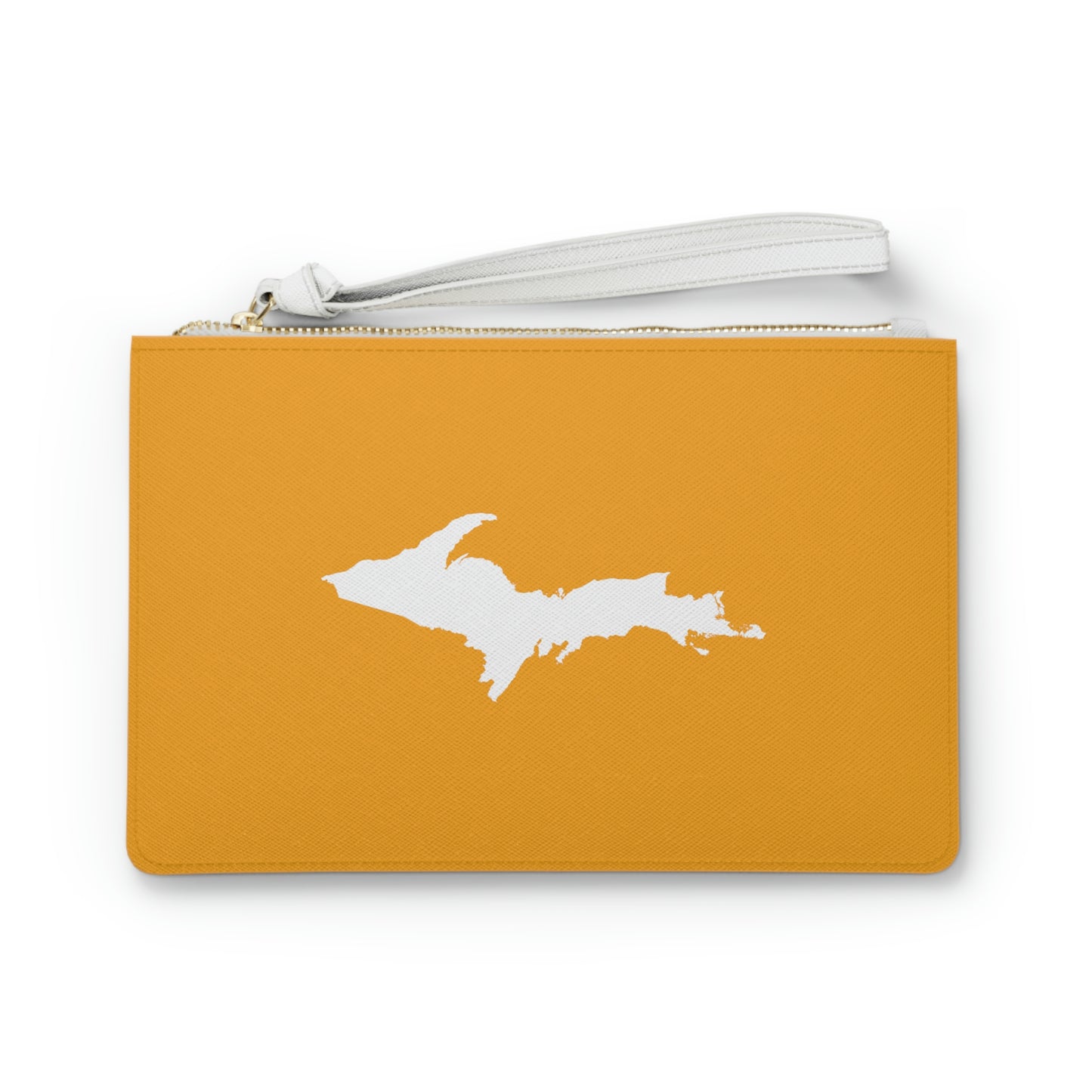 Michigan Upper Peninsula Clutch Bag (Autumn Birch Leaf Orange w/UP Outline)