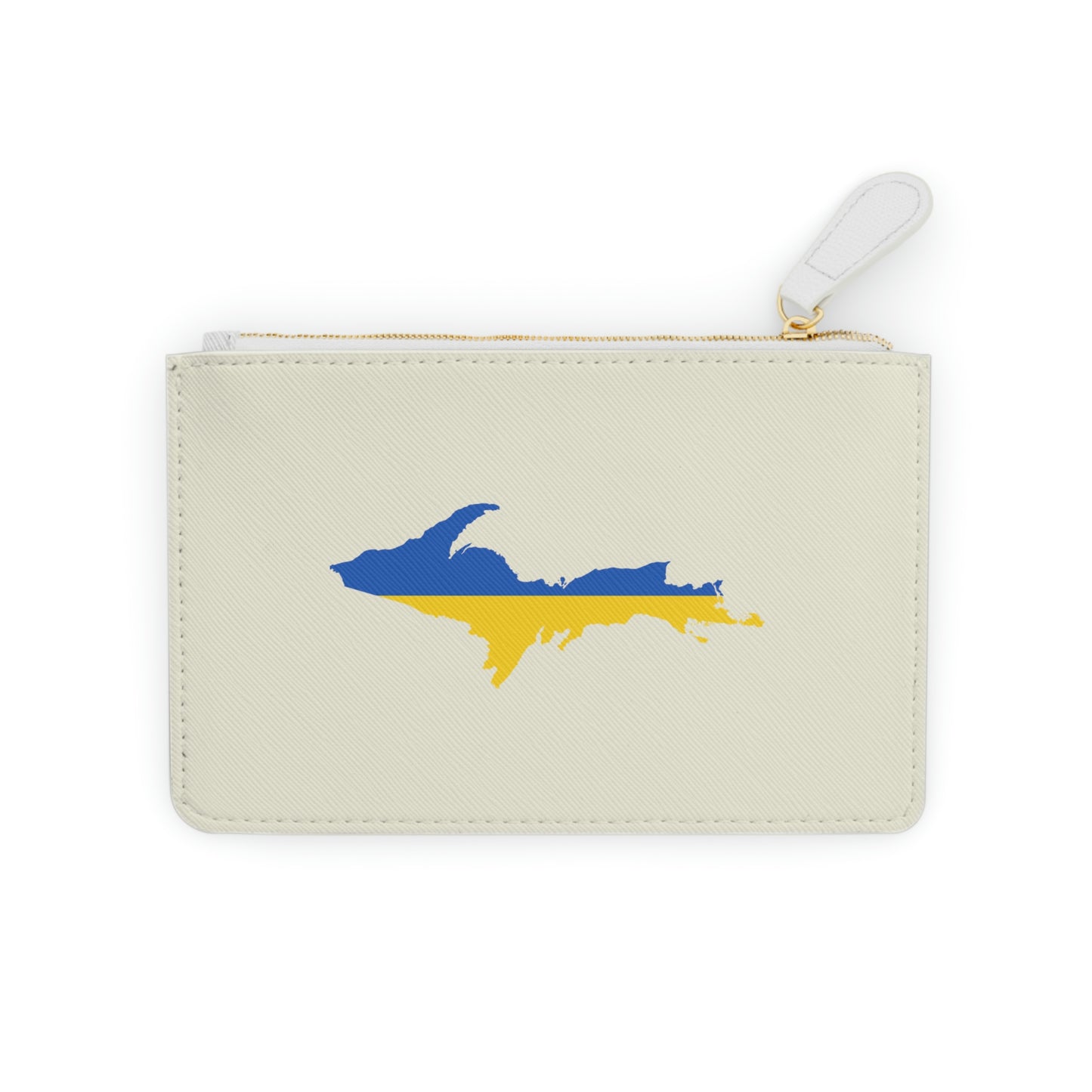 Michigan Upper Peninsula Mini Clutch Bag (Ivory Color w/ UP Ukraine Flag Outline)