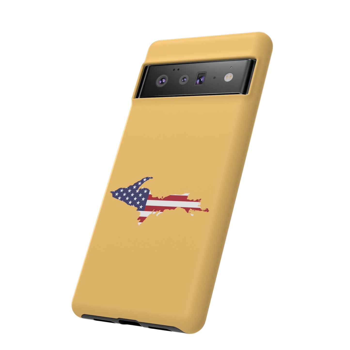 Michigan Upper Peninsula Tough Phone Case (Citrine w/ UP USA Flag Outline) | Samsung & Pixel Android