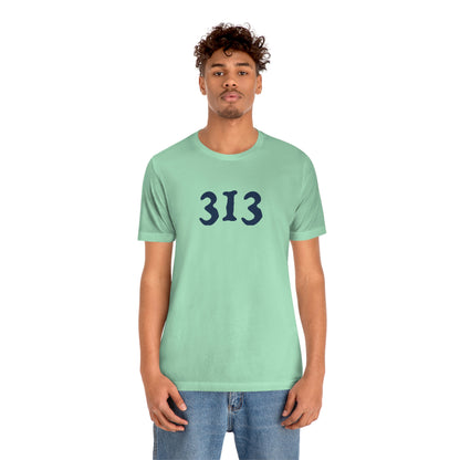 Detroit '313' T-Shirt (Woodcut Font) | Unisex Standard Fit