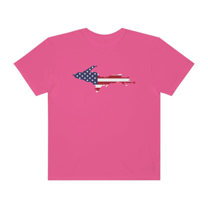 Michigan Upper Peninsula T-Shirt (w/ UP USA Flag Outline) | Unisex Garment-Dyed