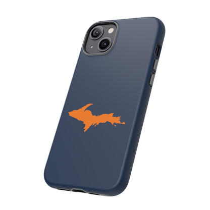 Michigan Upper Peninsula Tough Phone Case (Navy w/ Orange UP Outline) | Apple iPhone