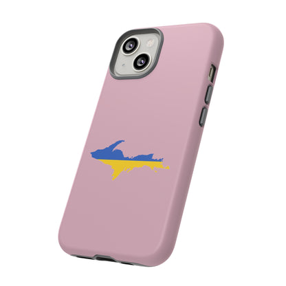 Michigan Upper Peninsula Tough Phone Case (Pink w/ UP Ukraine Flag Outline) | Apple iPhone