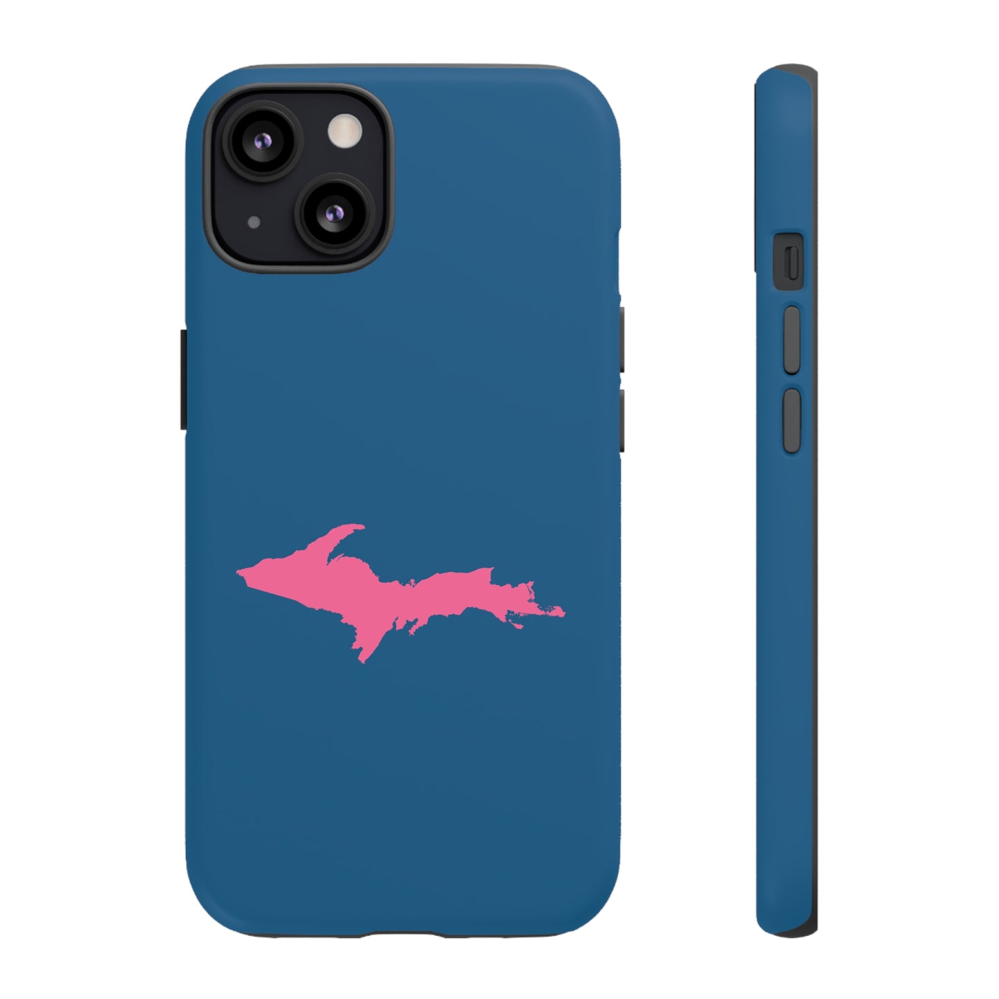 Michigan Upper Peninsula Tough Phone Case (Blueberry w/ Pink UP Outline) | Apple iPhone