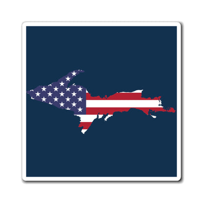 Michigan Upper Peninsula Square Magnet (Navy w/ UP USA Flag Outline)