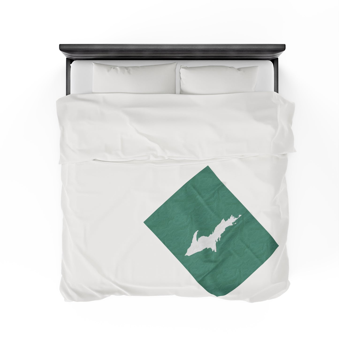 Michigan Upper Peninsula Plush Blanket (w/ UP Outline) | '64 Metallic Mint Green