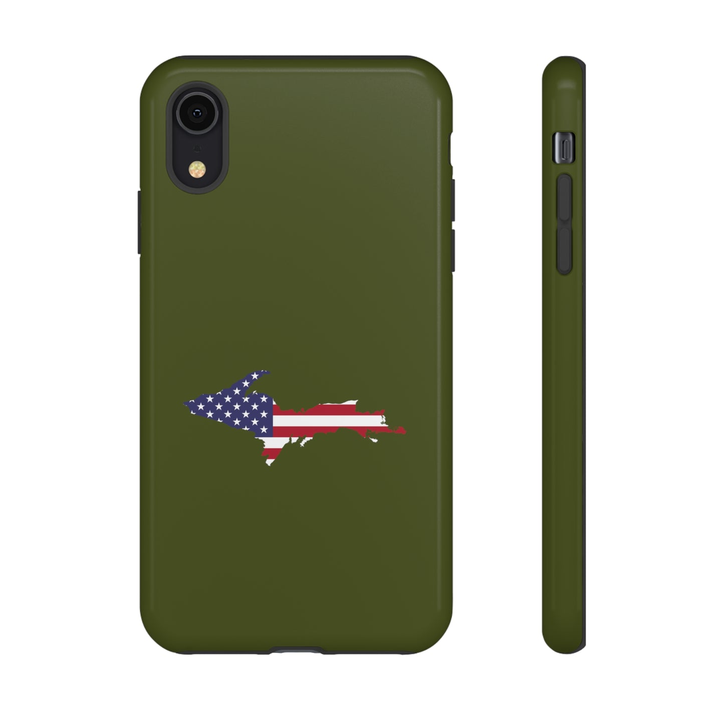 Michigan Upper Peninsula Tough Phone Case (Army Green w/ UP USA Outline) | Apple iPhone