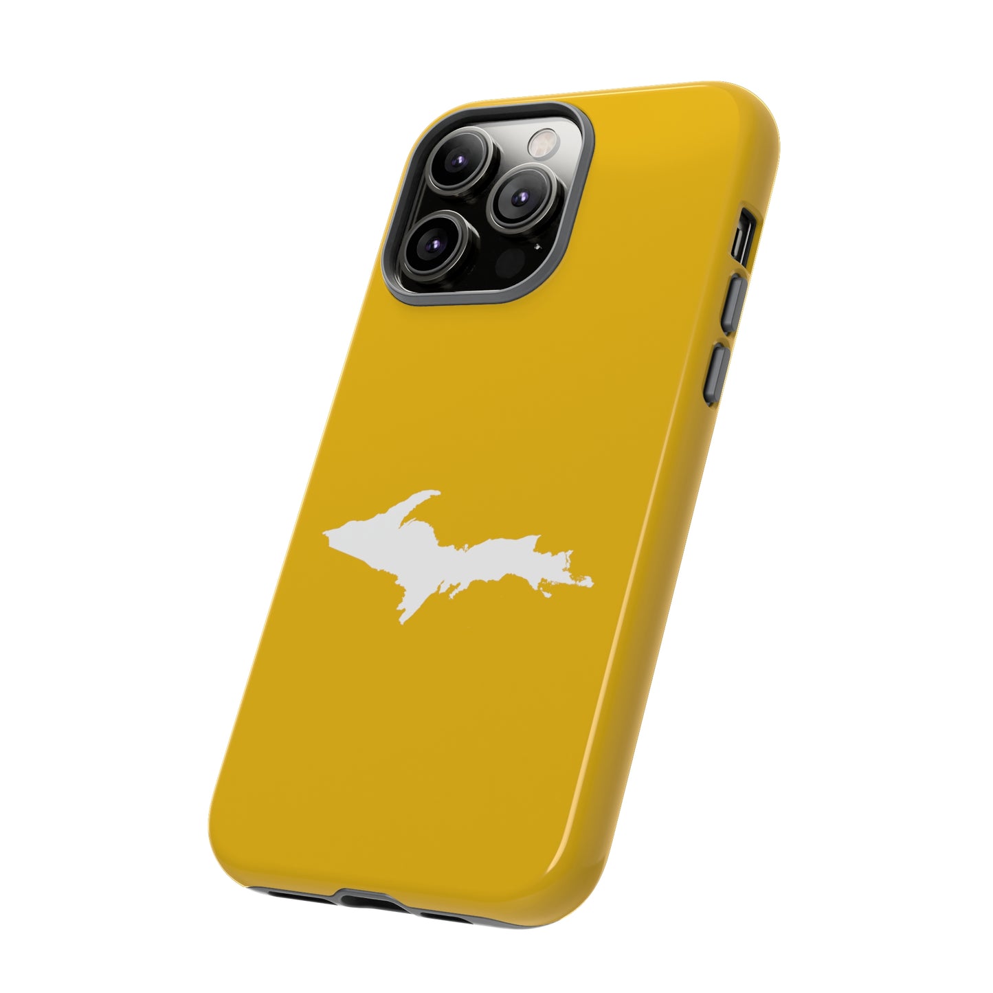 Michigan Upper Peninsula Tough Phone Case (Gold Color w/ UP Outline) | Apple iPhone