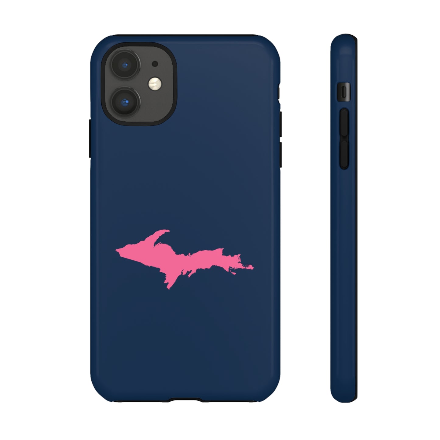 Michigan Upper Peninsula Tough Phone Case (Navy w/ Pink UP Outline) | Apple iPhone