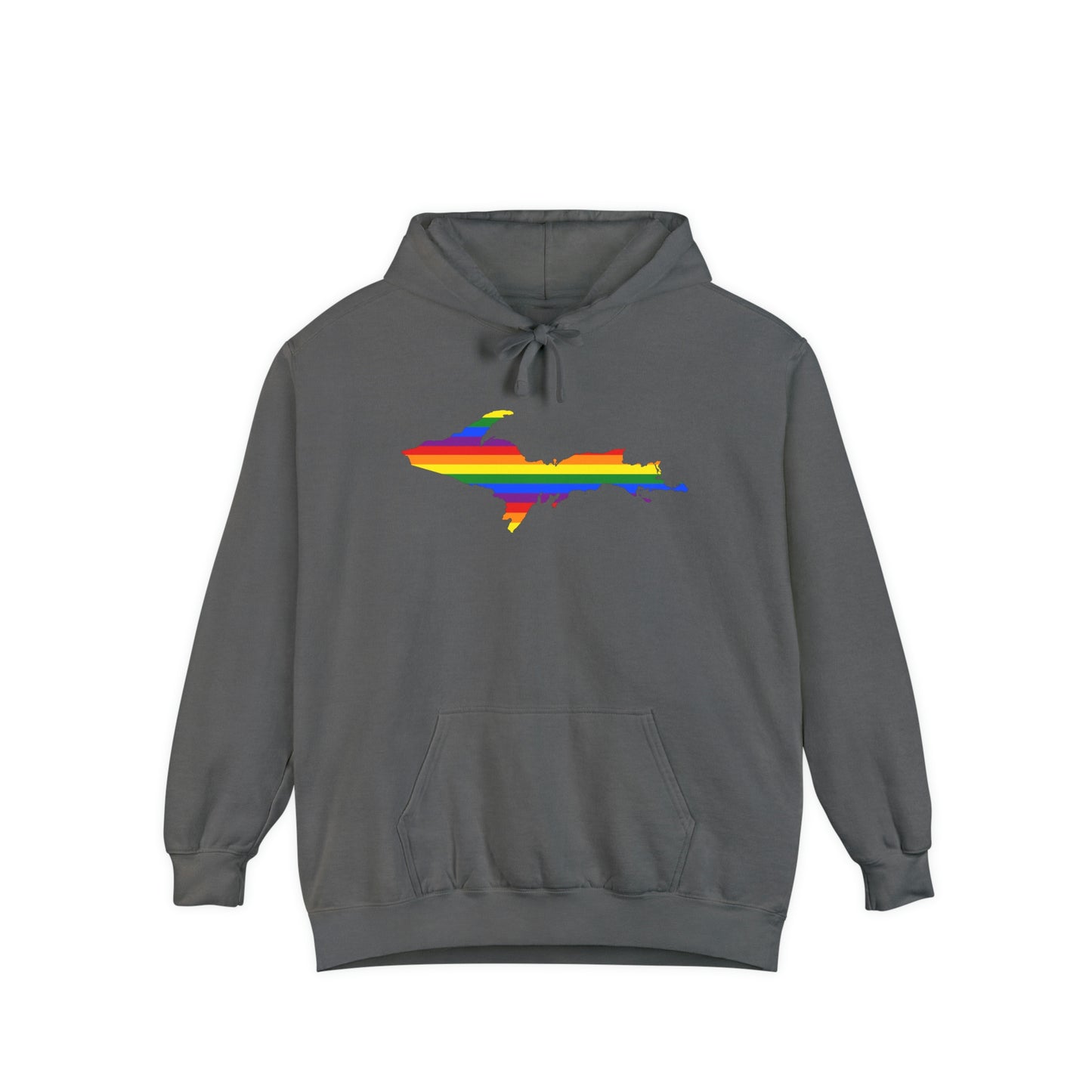 Michigan Upper Peninsula Hoodie (w/ UP Pride Flag Outline) | Unisex Garment-Dyed