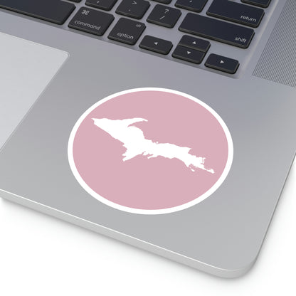 Michigan Upper Peninsula Round Stickers (Pink w/ UP Outline) | Indoor\Outdoor