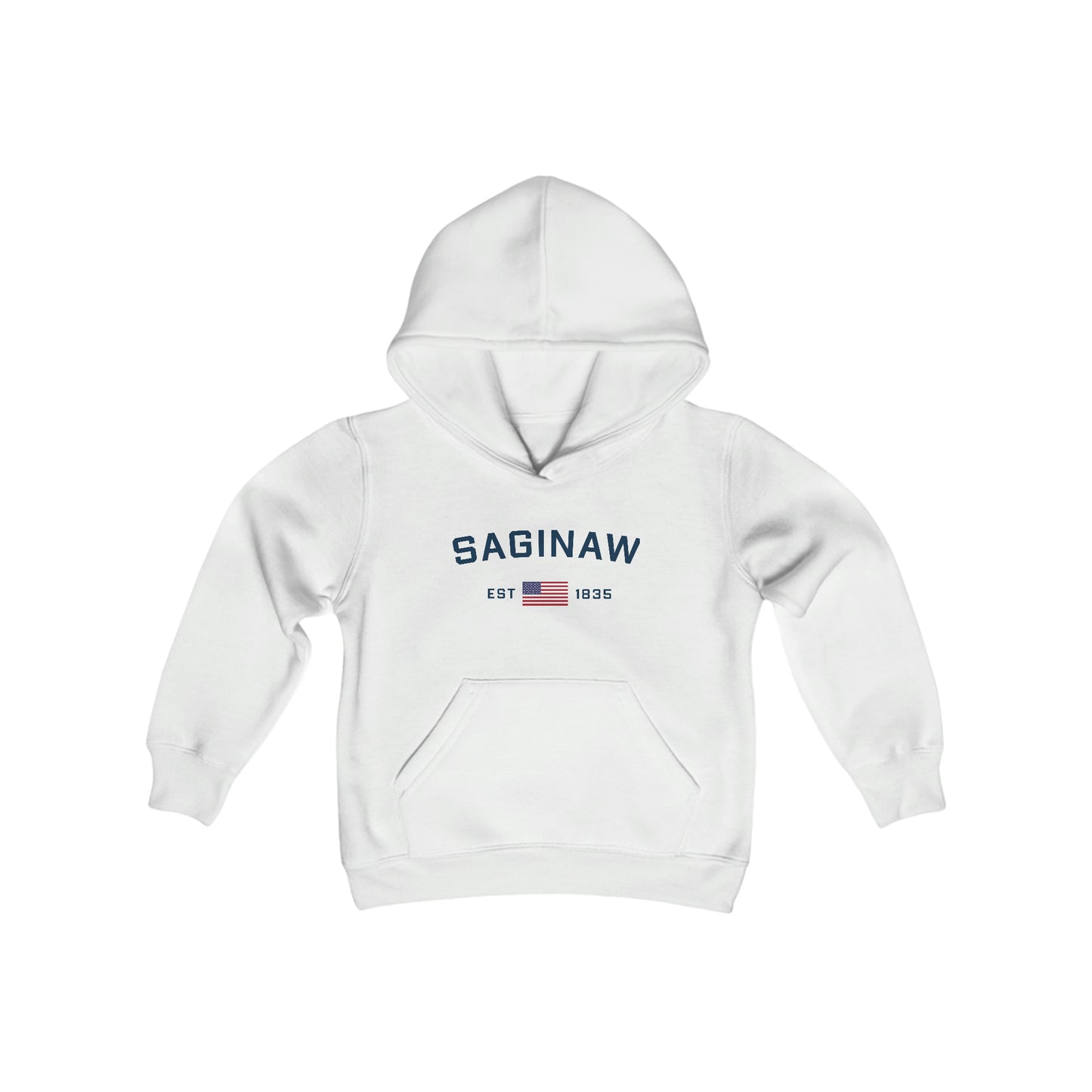 'Saginaw EST 1835' Hoodie (w/USA Flag Outline)| Unisex Youth