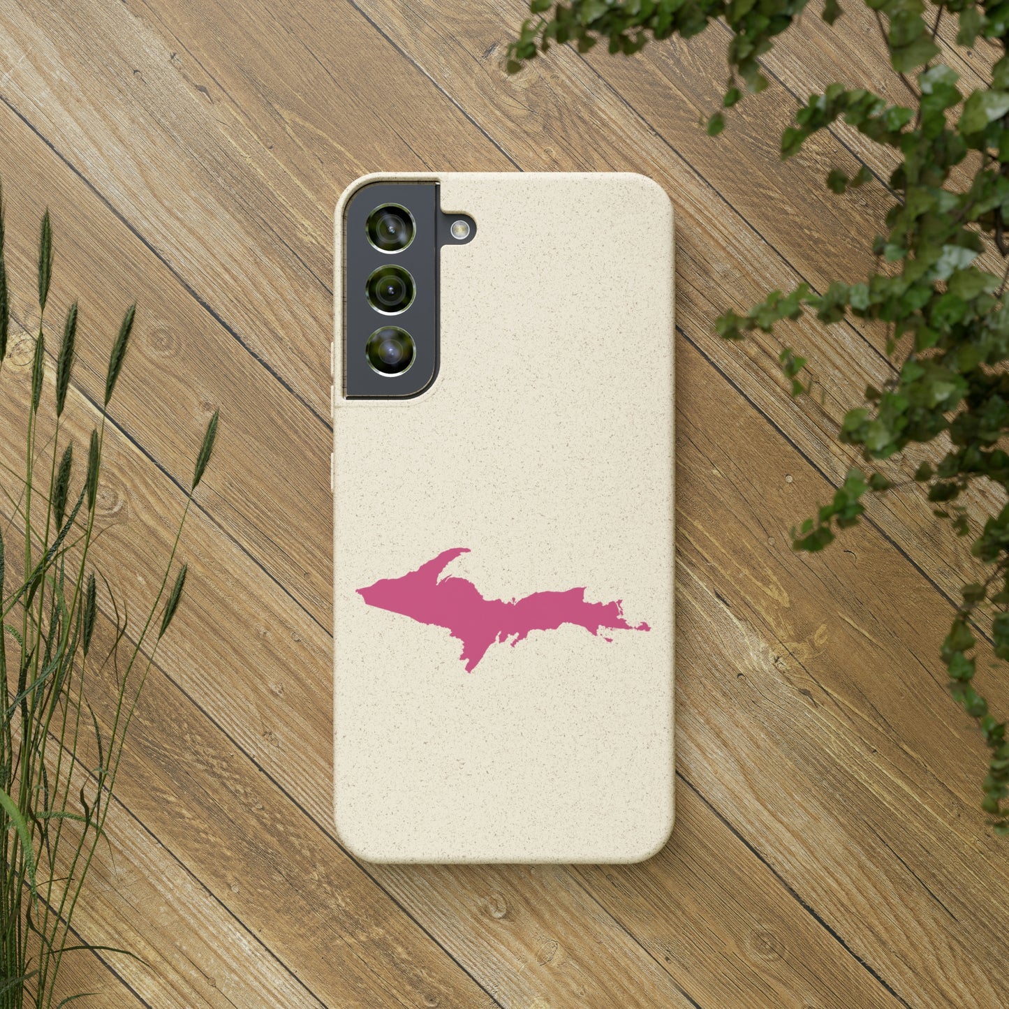 Michigan Upper Peninsula Biodegradable Phone Cases (w/ Pink UP Outline) | Samsung Android