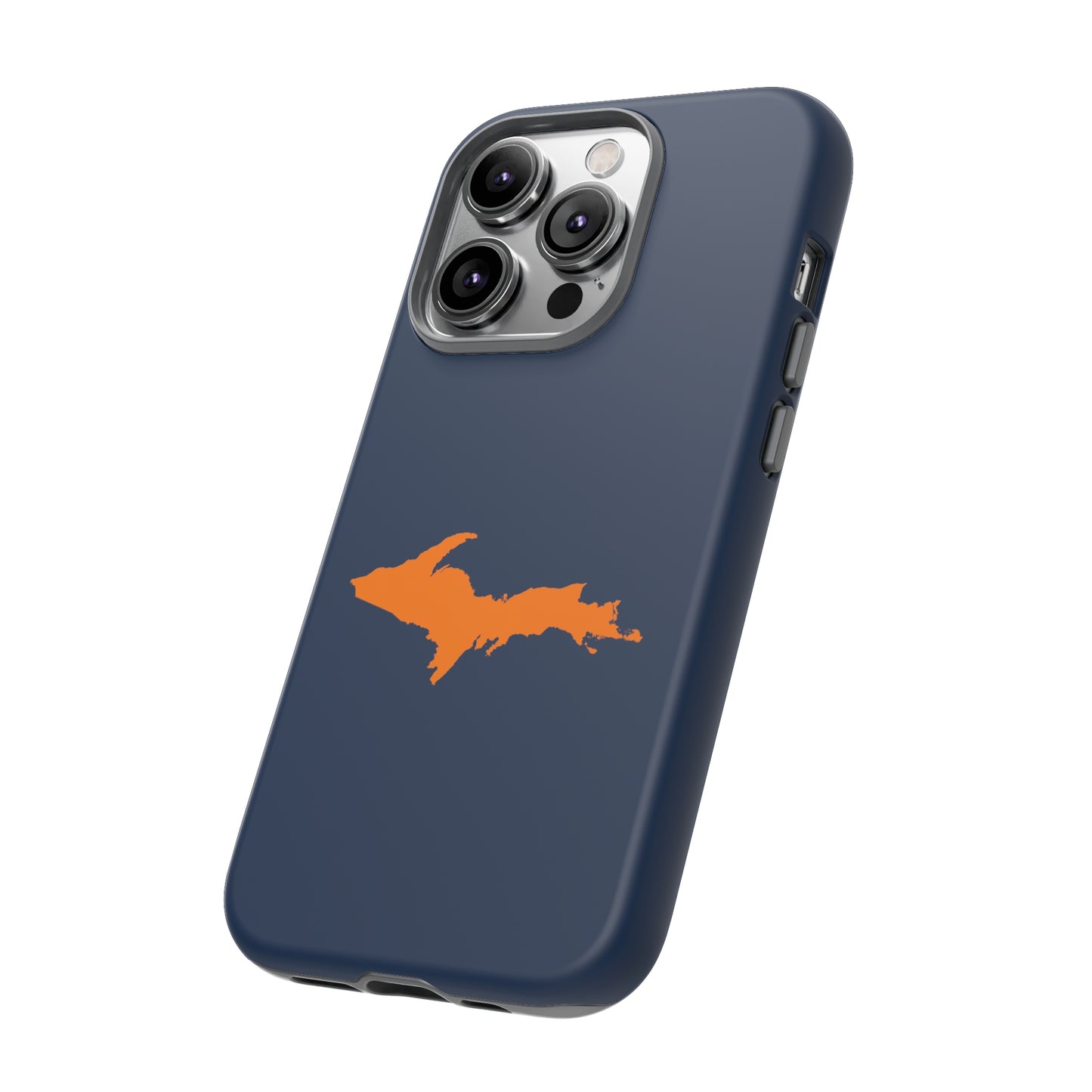 Michigan Upper Peninsula Tough Phone Case (Navy w/ Orange UP Outline) | Apple iPhone