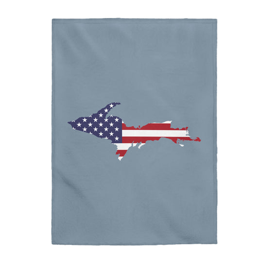 Michigan Upper Peninsula Plush Blanket (w/ UP USA Flag Outline) | B-24 Liberator Grey