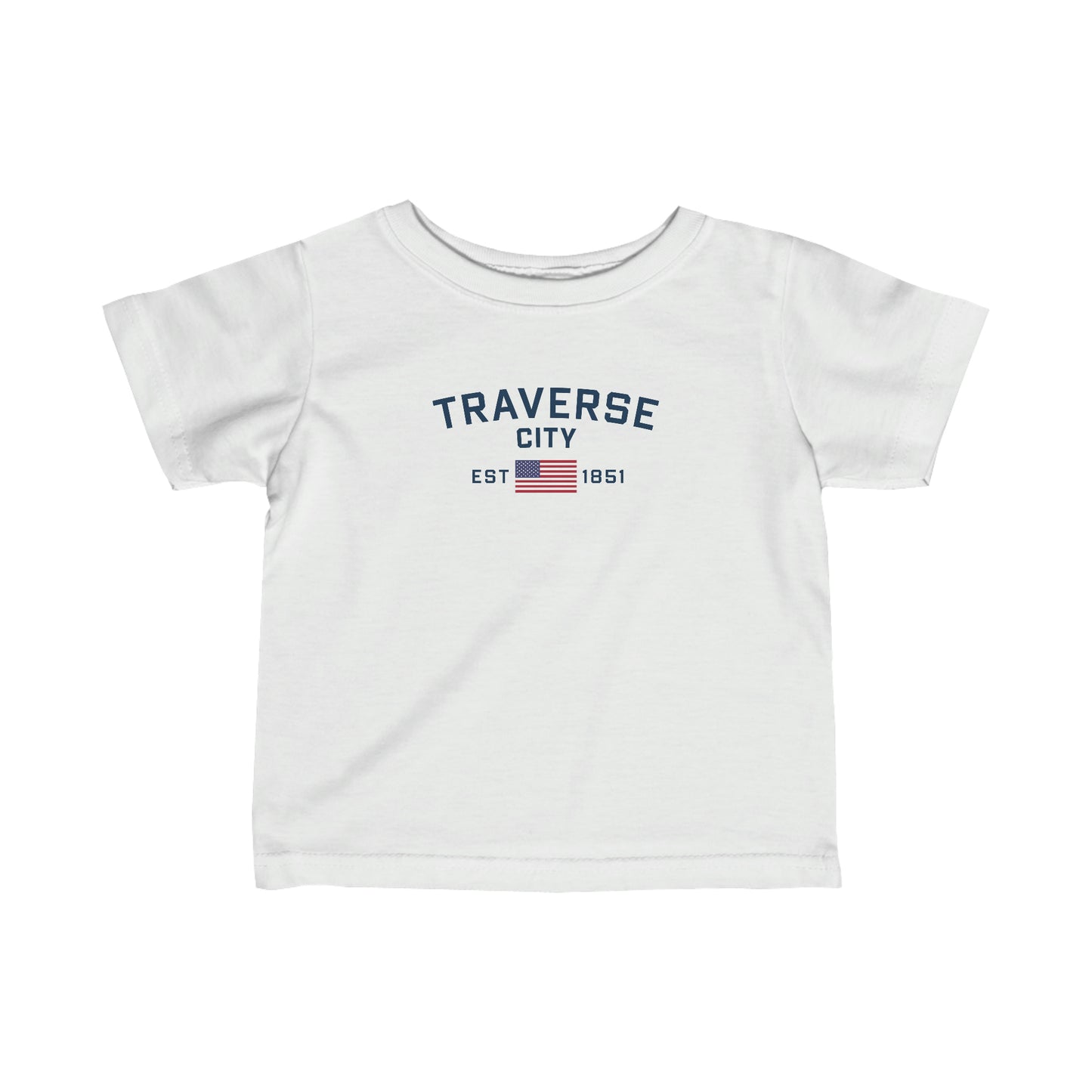 'Traverse City EST 1851' T-Shirt (w/USA Flag Outline) |  Infant Short Sleeve