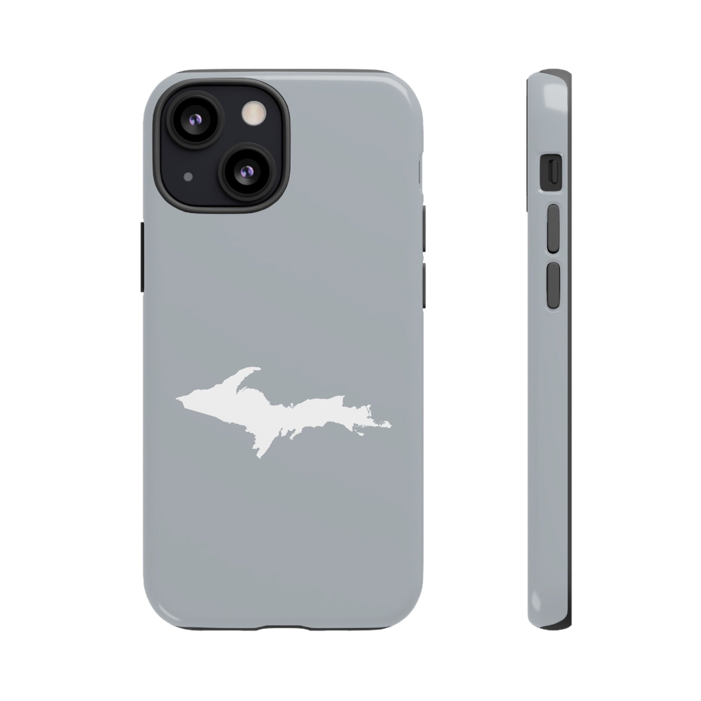 Michigan Upper Peninsula Tough Phone Case (Silver w/ UP Outline) | Apple iPhone