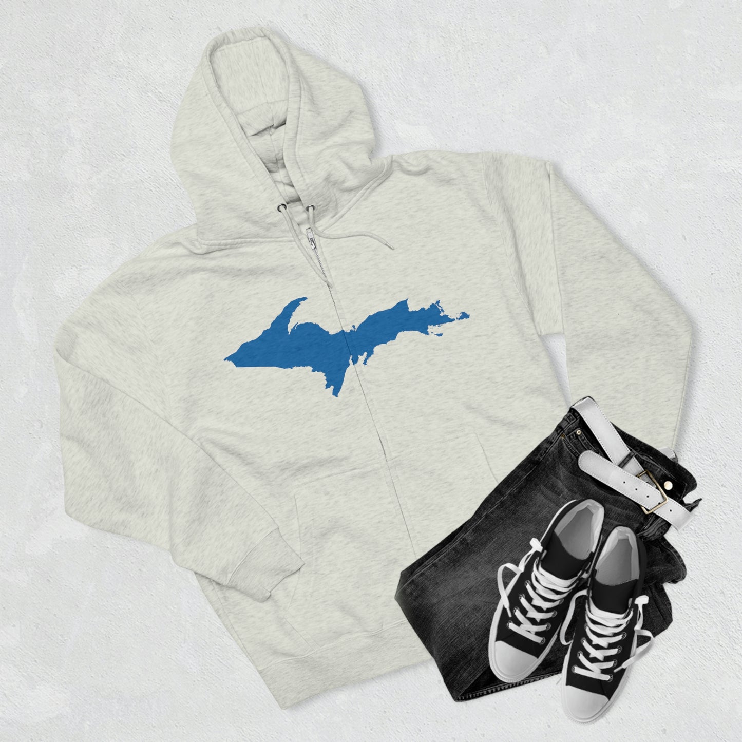 Michigan Upper Peninsula Full-Zip Hoodie (w/ Azure UP Outline)