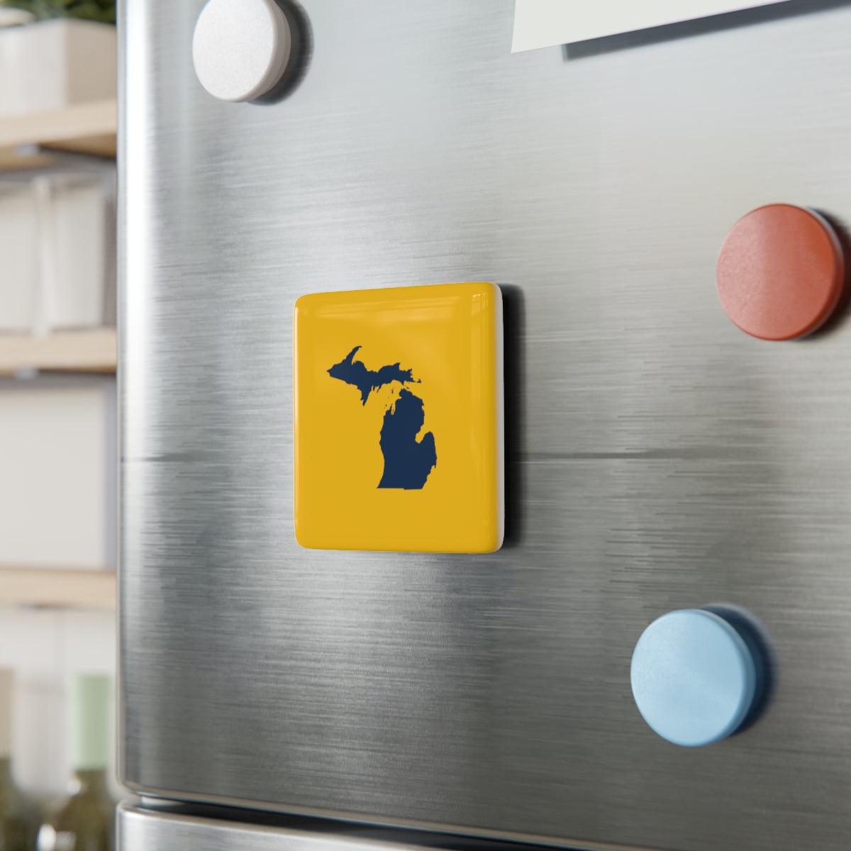 Michigan Outline Porcelain Magnet | Yellow and Navy Colors - Circumspice Michigan