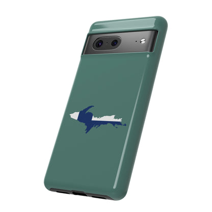 Michigan Upper Peninsula Tough Phone Case (Copper Green w/ UP Finland Flag Outline) | Samsung & Pixel Android