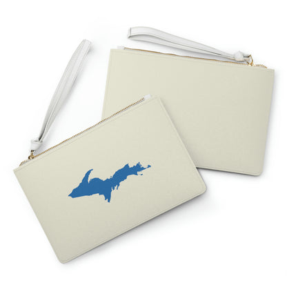 Michigan Upper Peninsula Clutch Bag (Ivory White w/ Azure UP Outline)