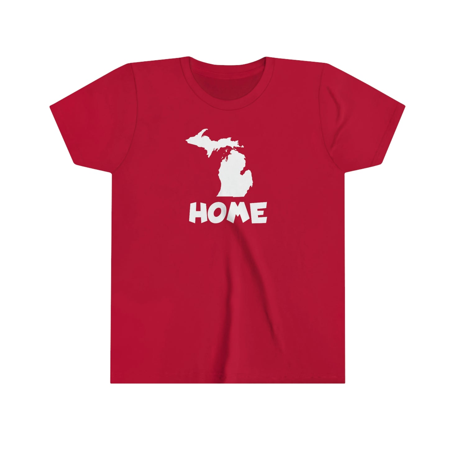 Michigan 'Home' T-Shirt (Whimsical Sans Font) | Youth Short Sleeve