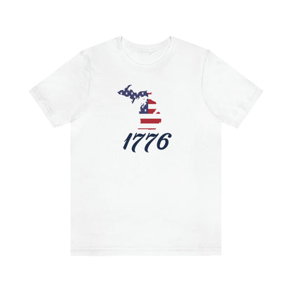 Michigan '1776' T-Shirt ( Script Font w/ MI USA Flag Outline) | Unisex Standard Fit