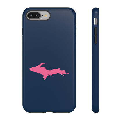 Michigan Upper Peninsula Tough Phone Case (Navy w/ Pink UP Outline) | Apple iPhone