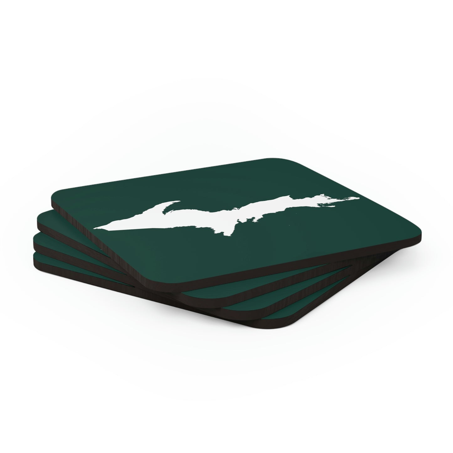 Michigan Upper Peninsula Coaster Set (Green w/ UP Outline) | Corkwood - 4 pack