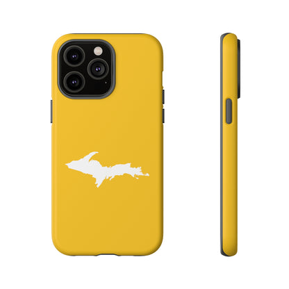 Michigan Upper Peninsula Tough Phone Case (Gold Color w/ UP Outline) | Apple iPhone