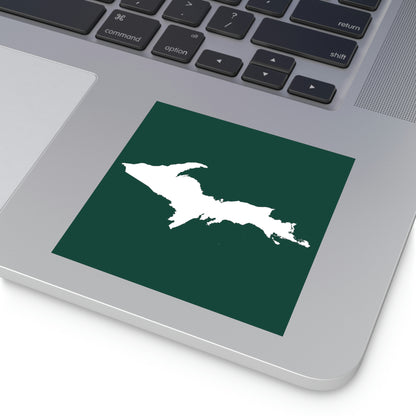 Michigan Upper Peninsula Square Sticker (Green w/ UP Outline) | Indoor/Outdoor