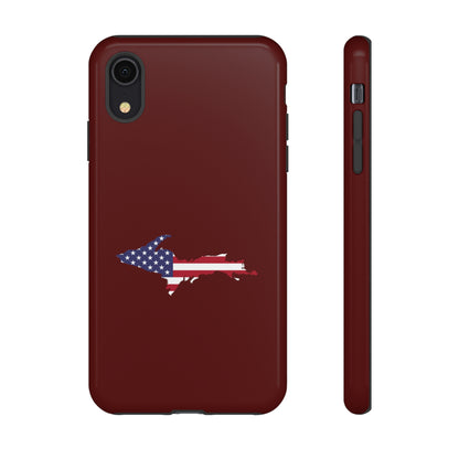 Michigan Upper Peninsula Tough Phone Case (Cherrywood Color w/ UP USA Outline) | Apple iPhone