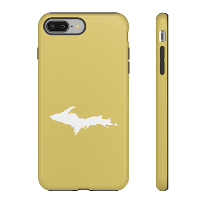 Michigan Upper Peninsula Tough Phone Case (Plum Yellow w/ UP Outline) | Apple iPhone