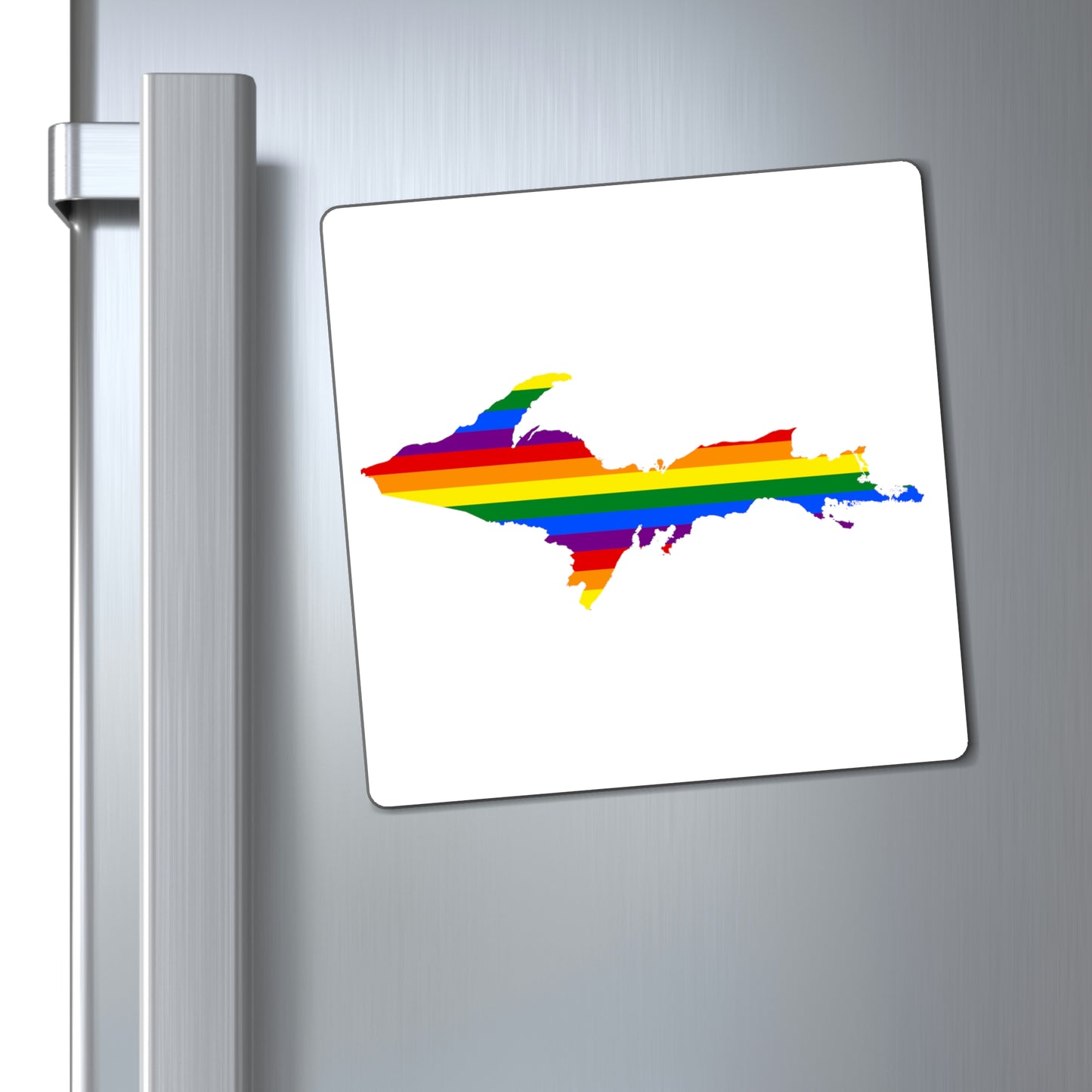 Michigan Upper Peninsula Square Magnet (w/ UP Pride Flag Outline)