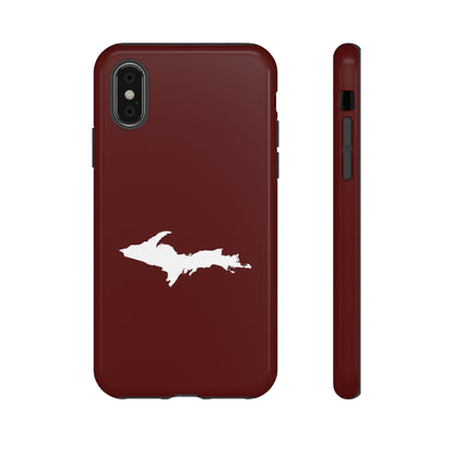 Michigan Upper Peninsula Tough Phone Case (Cherrywood Red w/ UP Outline) | Apple iPhone