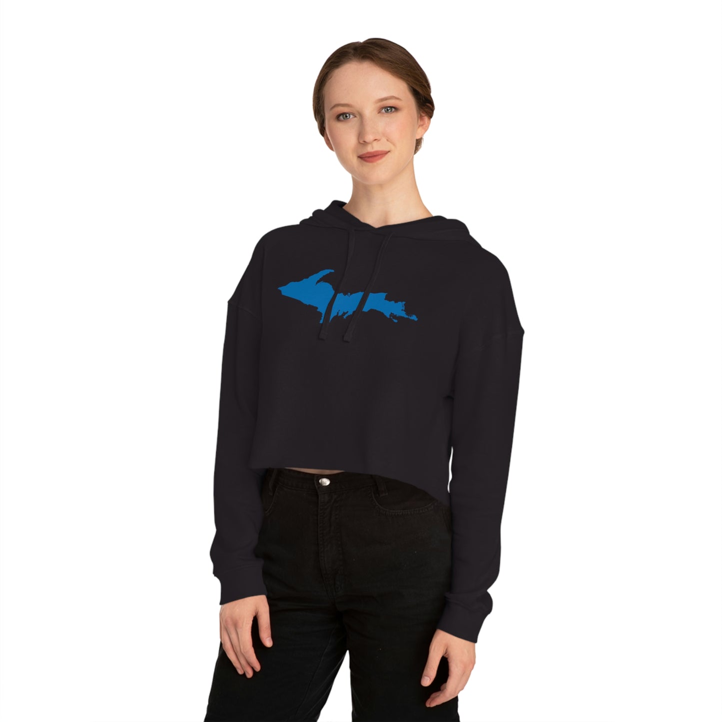 Michigan Upper Peninsula Hoodie (w/ Azure UP Outline) | Lightweight Cropped