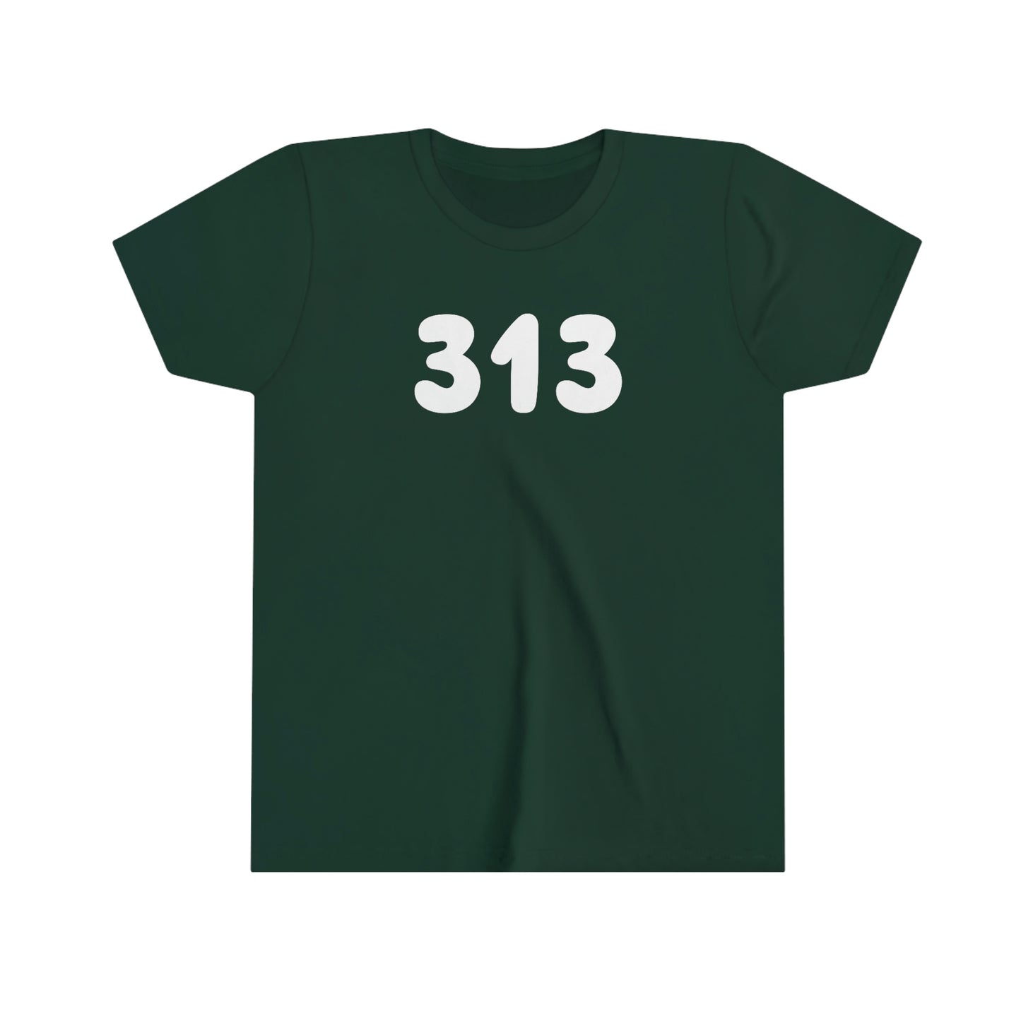 Detroit '313' T-Shirt (Rounded Children's Font) | Youth Short Sleeve