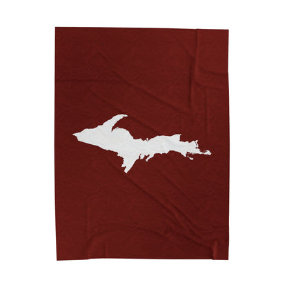 Michigan Upper Peninsula Plush Blanket (w/ UP Outline) | Traverse Cherry Red