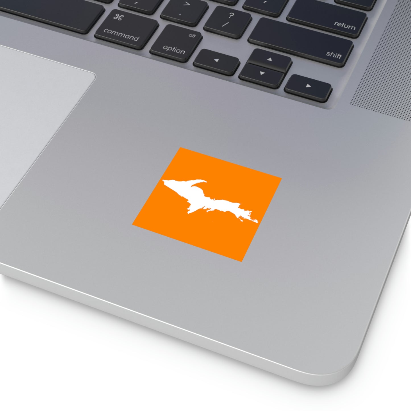 Michigan Upper Peninsula Square Sticker (Orange w/ UP Outline) | Indoor/Outdoor