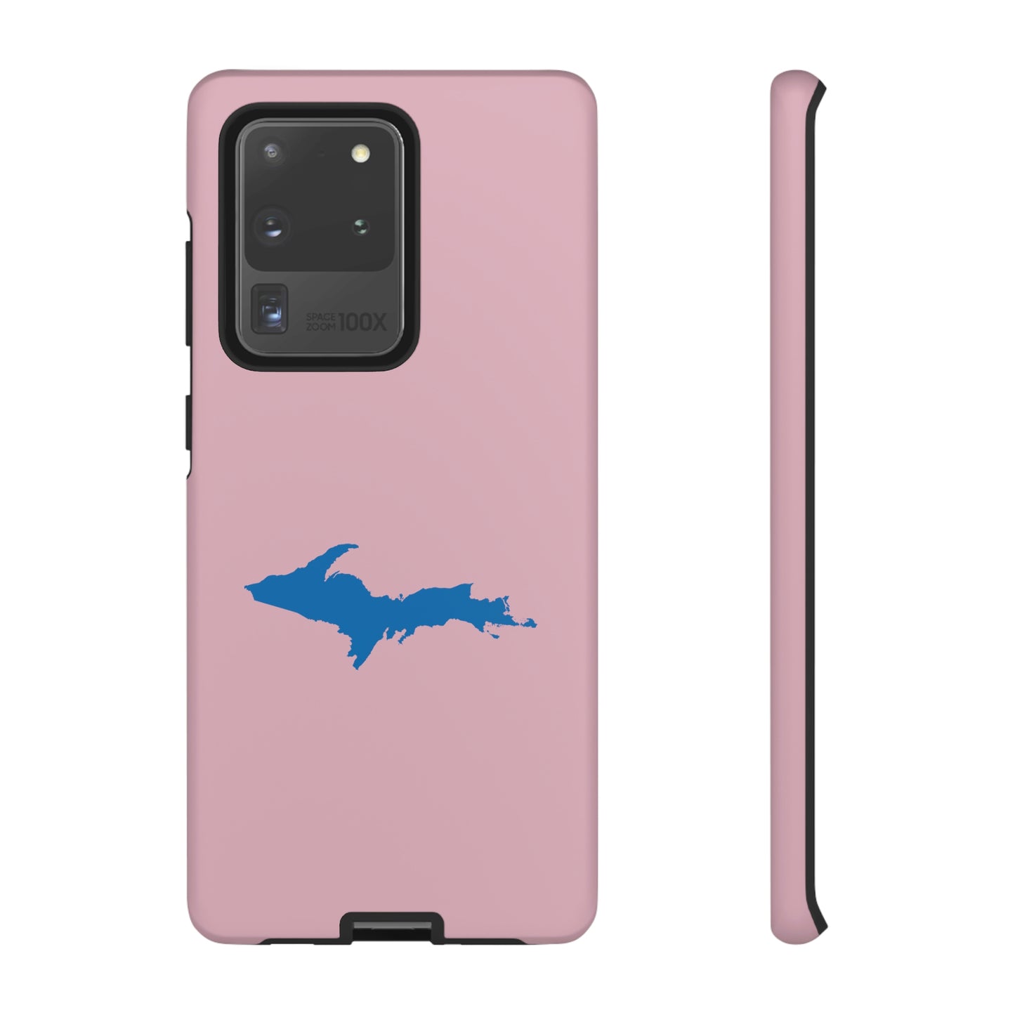 Michigan Upper Peninsula Tough Phone Case (Pink w/ Azure UP Outline) | Samsung & Pixel Android