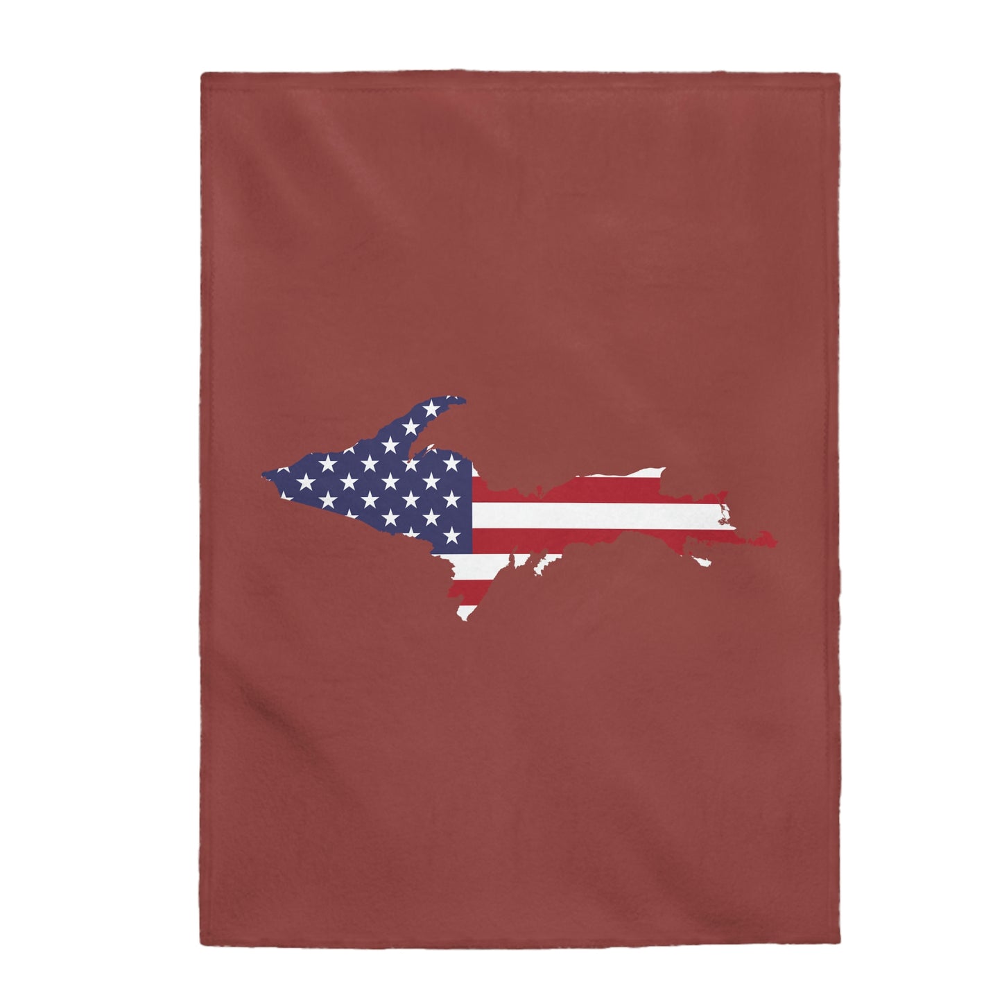 Michigan Upper Peninsula Plush Blanket (w/ UP USA Flag Outline) | Ore Dock Red