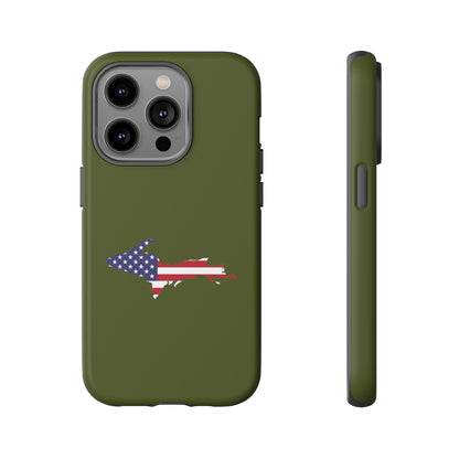 Michigan Upper Peninsula Tough Phone Case (Army Green w/ UP USA Outline) | Apple iPhone