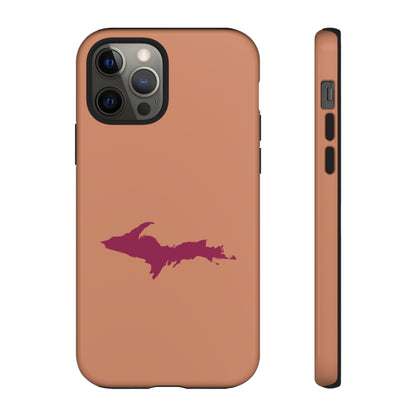 Michigan Upper Peninsula Tough Phone Case (Copper Color w/ Ruby UP Outline) | Apple iPhone