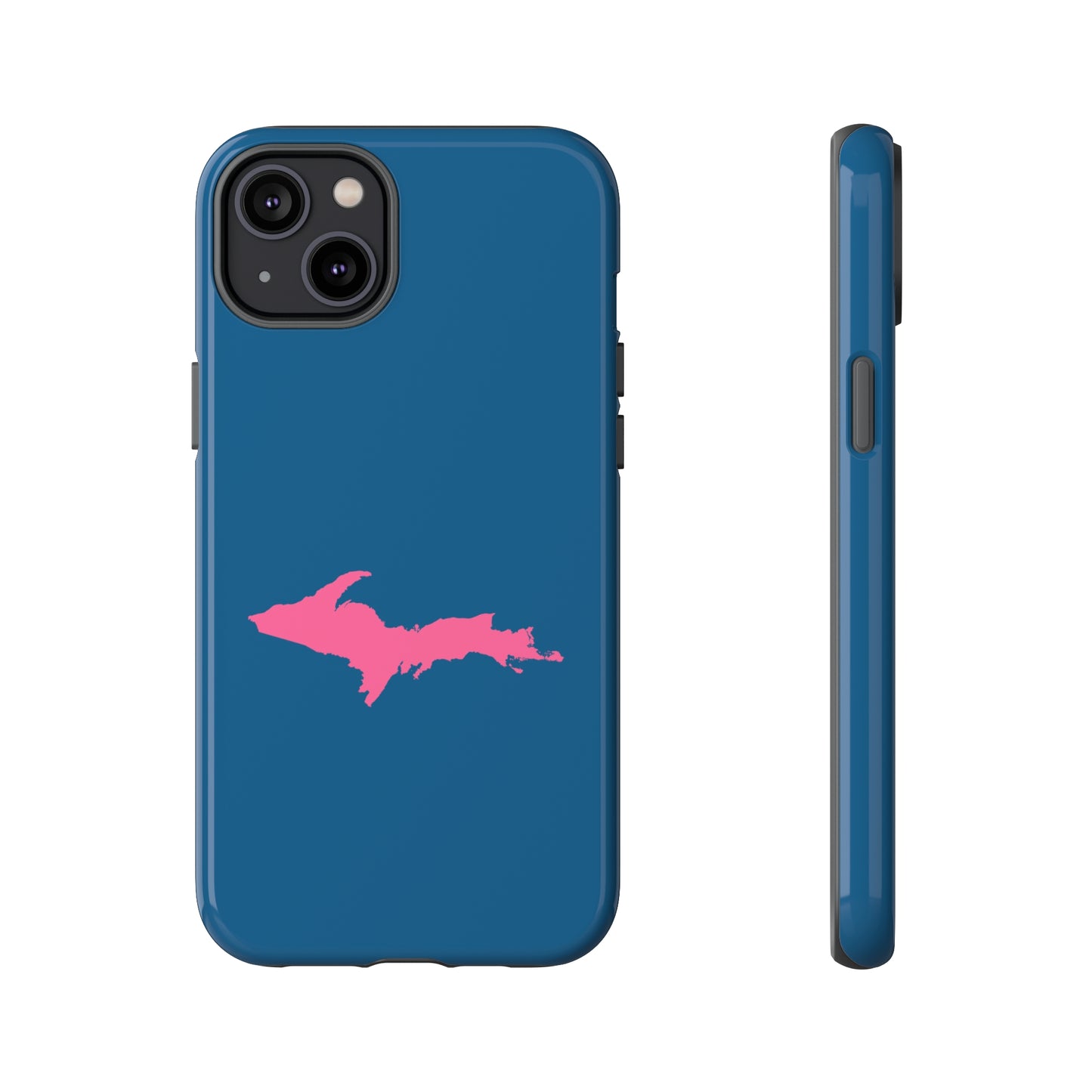 Michigan Upper Peninsula Tough Phone Case (Blueberry w/ Pink UP Outline) | Apple iPhone