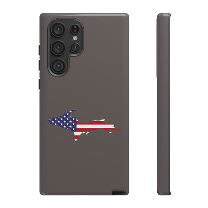 Michigan Upper Peninsula Tough Phone Case (Warren Tank Grey w/ UP USA Flag Outline) | Samsung & Pixel Android