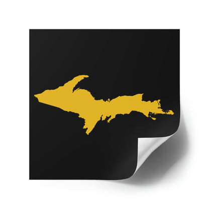 Michigan Upper Peninsula Square Sticker (Black w/ Gold UP Outline) | Indoor/Outdoor