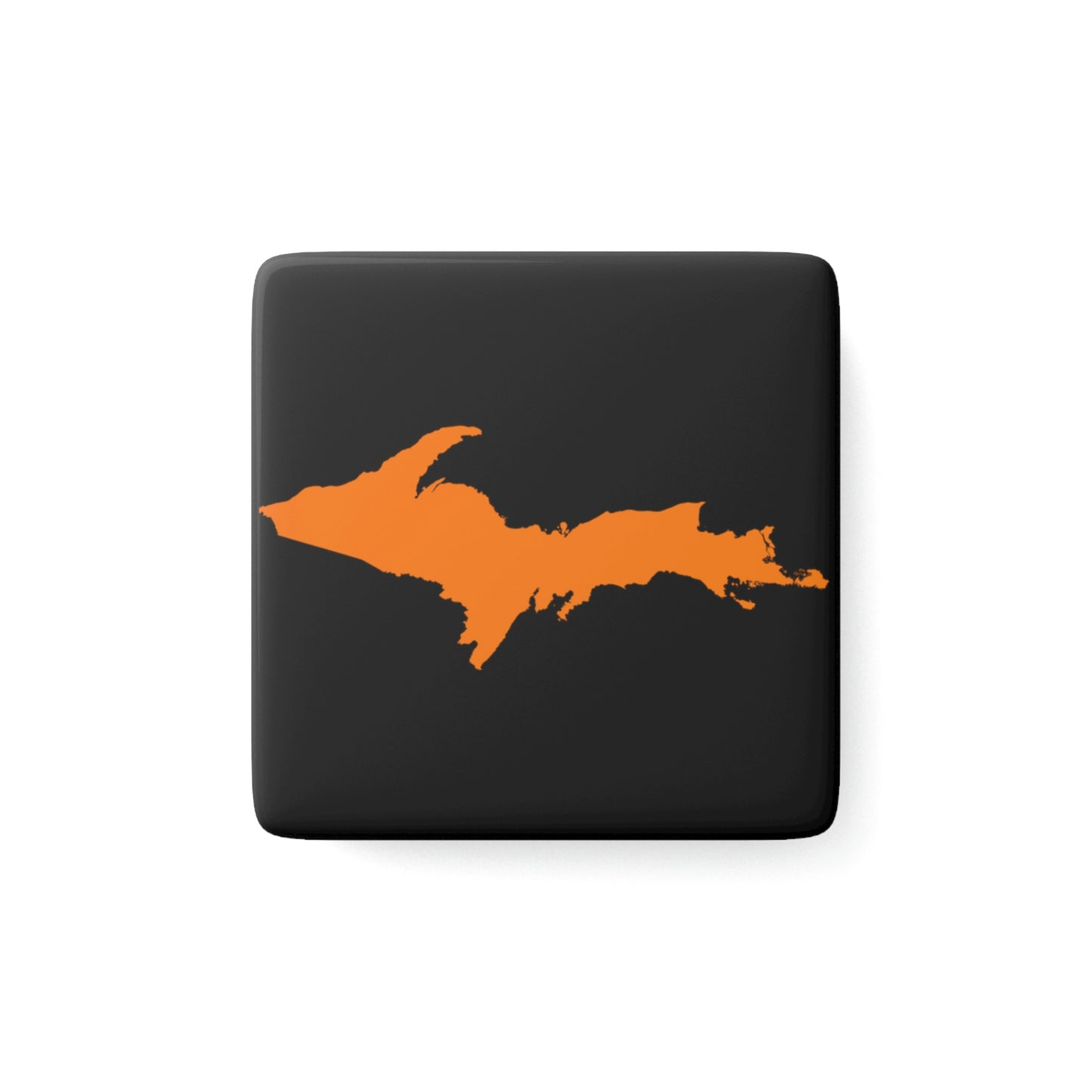 Michigan Upper Peninsula Porcelain Magnet (Black w/ Orange UP Outline)